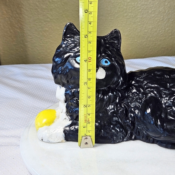 Vintage Art Studio Ceramic Cat Black And White Red Bow MCM - Picture 10 of 12